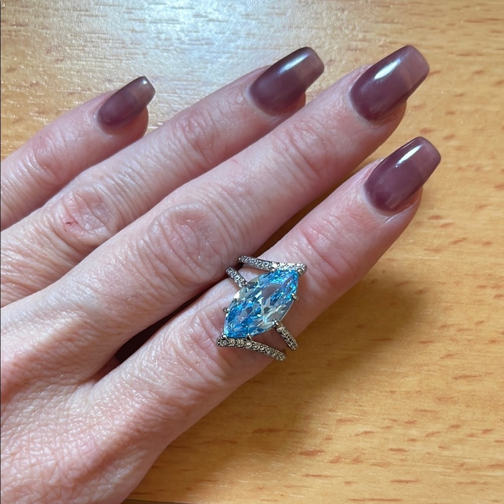 BP March 2025 - Aquamarine and Hematite Ring - Size 5